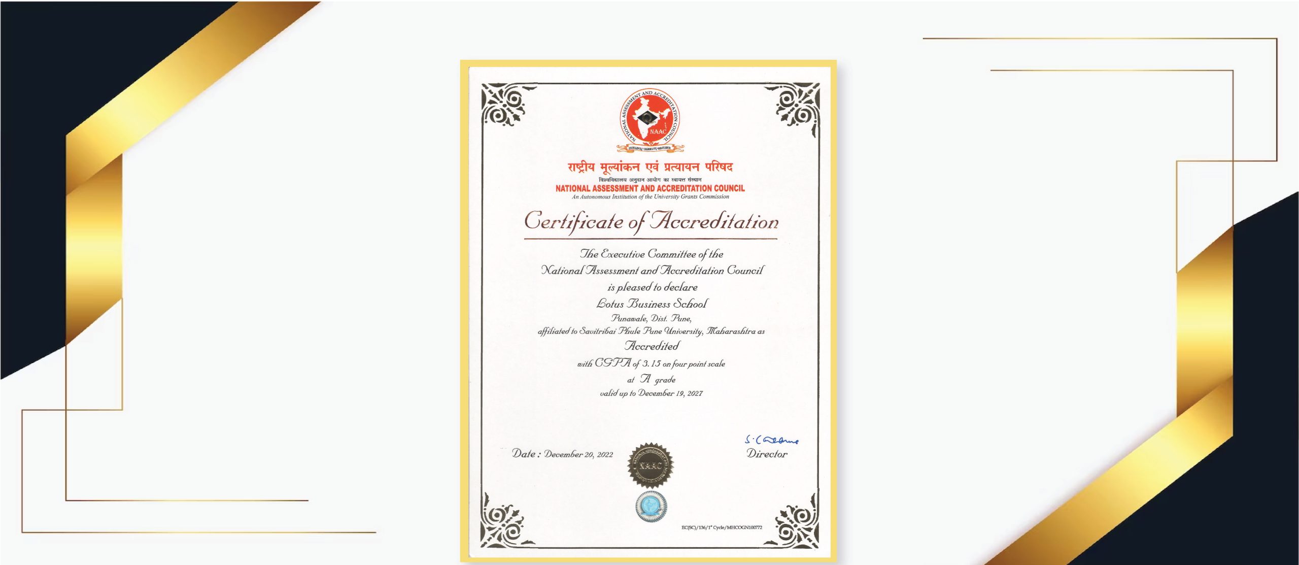 NAAC Certificate - Lotus Business School